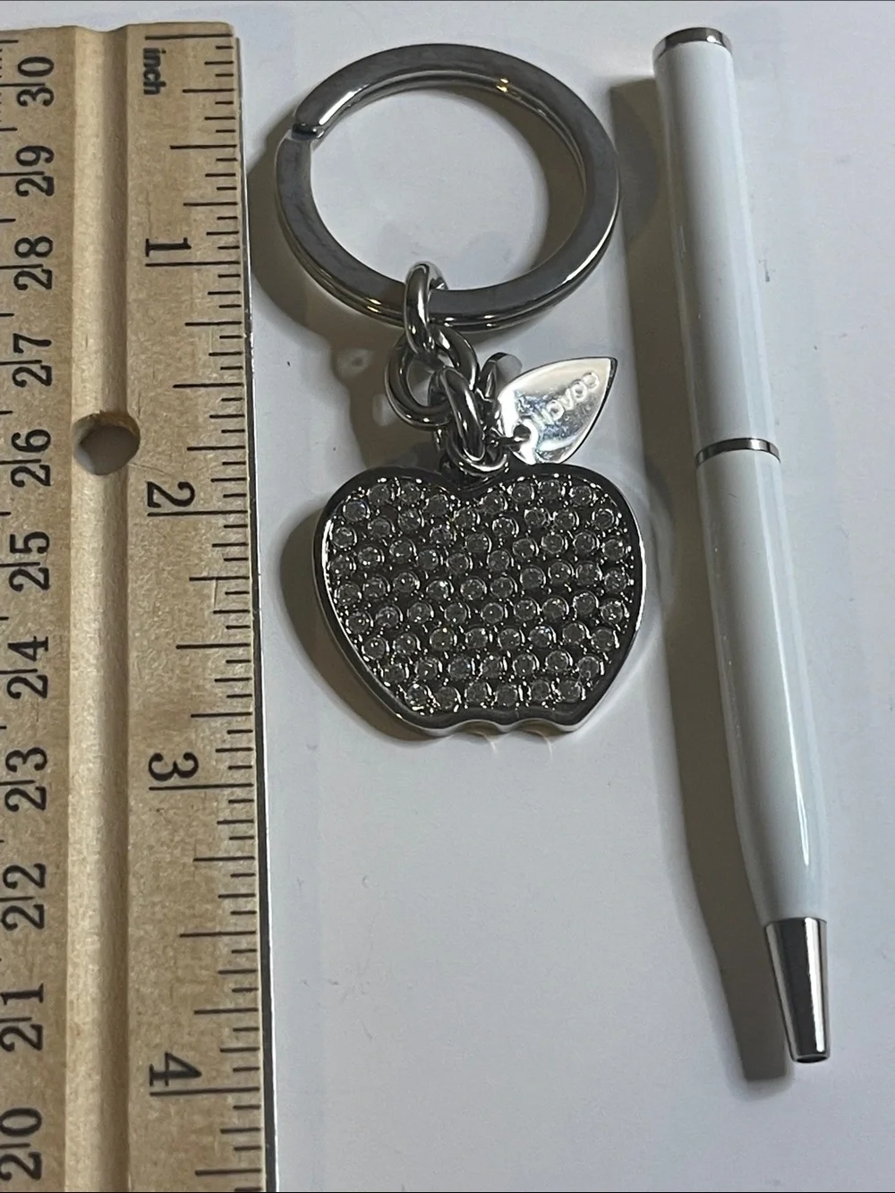 Coach Crystal Apple Keychain Charm in Silver and Coach Pen